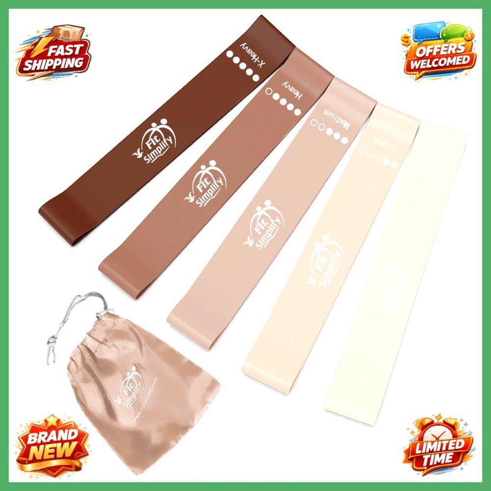 5 Loop Resistance Bands Set with Carry Bag for Full Body Workout